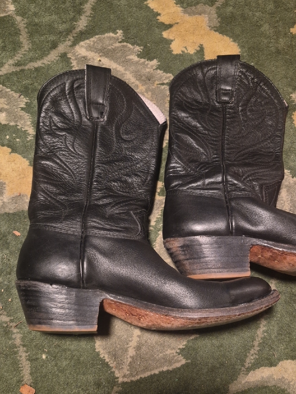 Classic Black Leather Western Boots - Men's